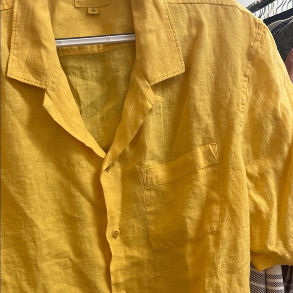 Lucky Brand Men's Casual Yellow Button Down Camp Shirt - Picture 4 of 7